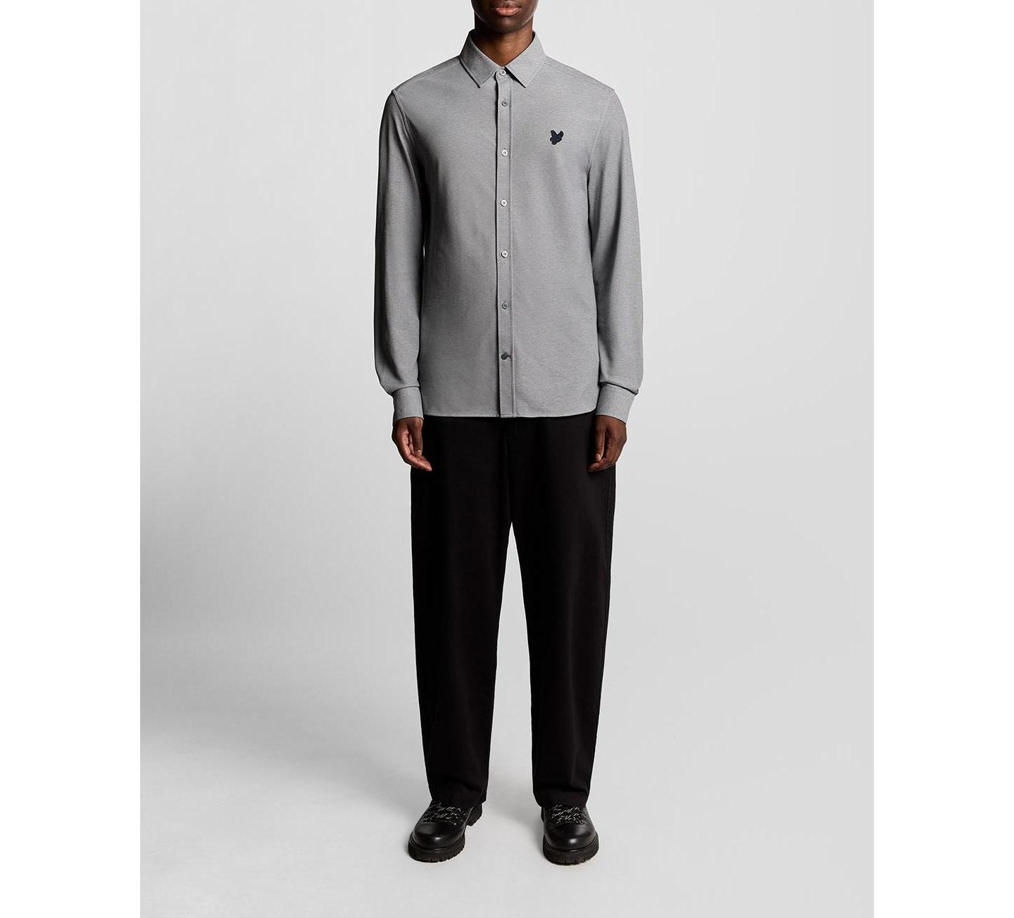 Мужская рубашка Lyle & Scott Jacquard Stripe Long Sleeve, цвет: Белый / Рыжевато-коричневый — фото 8