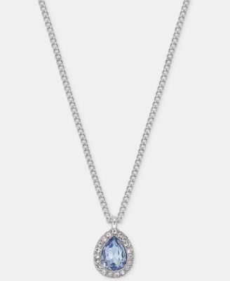 Crystal Pear-Shape Pendant Necklace, 16" + 3" extender