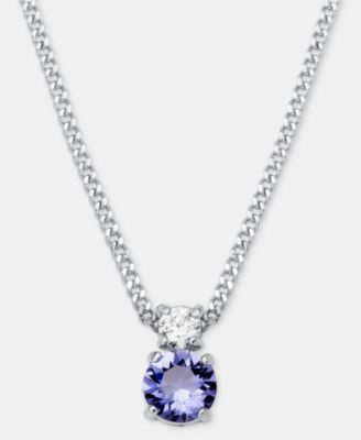 Cubic Zirconia Pendant Necklace, 16" + 3" extender