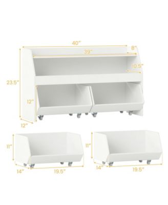 Kids Toy Storage Organizer Wooden Bookcase with 2 Movable Drawers