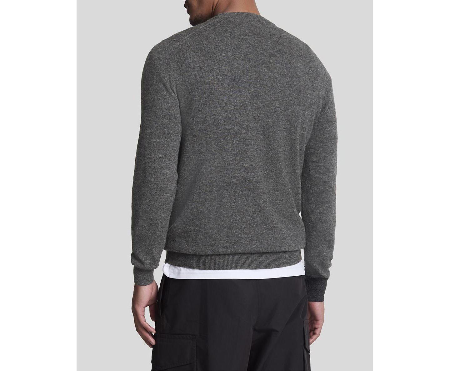 Мужской свитер Lyle & Scott Lambswool Blend Crew Neck, цвет: Угольный меланжевый — фото 7