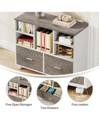 L-Shaped Desk with Drawers, 63" Office Desk with File Cabinet