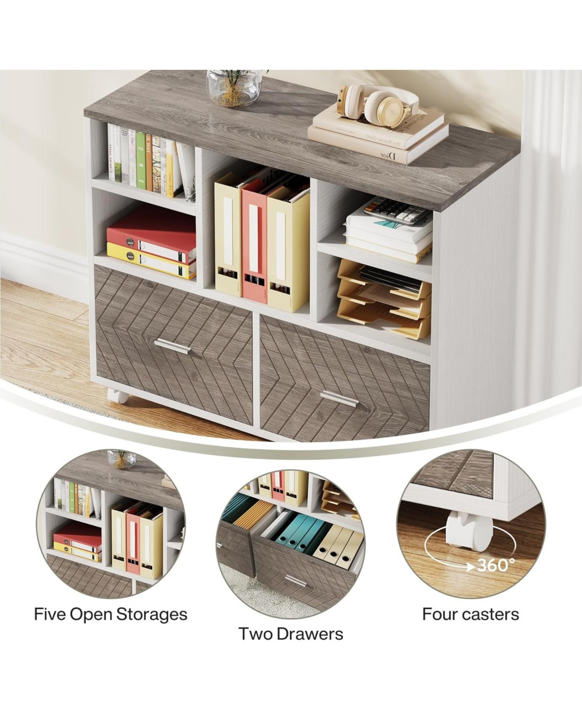 Tribesigns L-Shaped Desk with Drawers, 63" Office File Cabinet