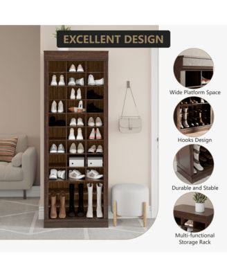 Shoe Storage Cabinet with 27 Cubbies and Tall Boot Racks,Tall Shoe Rack Organizer Cabinet