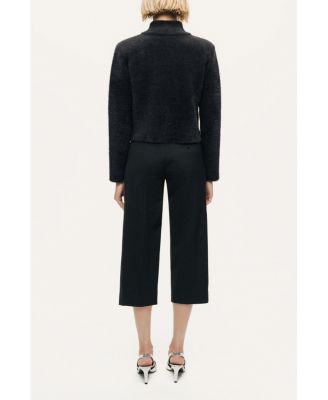 Women's Heart-Button Cutaway Mock-Neck Cardigan