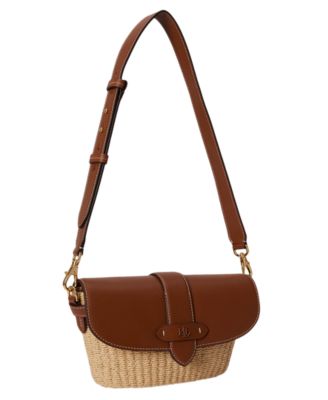 Small Lynden Straw-Leather Shoulder Bag 