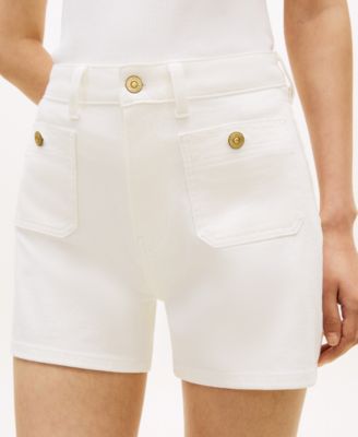 Women's White Denim Patch Pocket Shorts