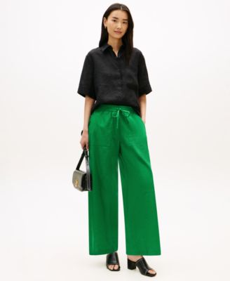 Women's Linen Wide-Leg Pull-On Pants