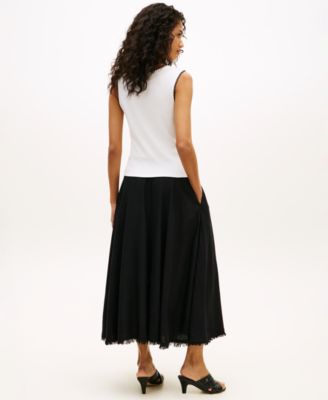 Women's Black & White Slim Scoop-Neck Tank Top