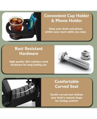 Outdoor Patio HDPE Folding Adirondack Garden Bench