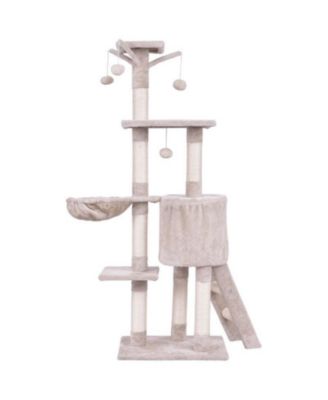 56" Cat Play Tree with Condo, Scratching Posts & Ladder