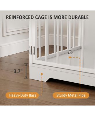 47.8 Inch Dog Crate Furniture Kennel with Doors Wooden Pet House with Drawers and Storage Cabinet