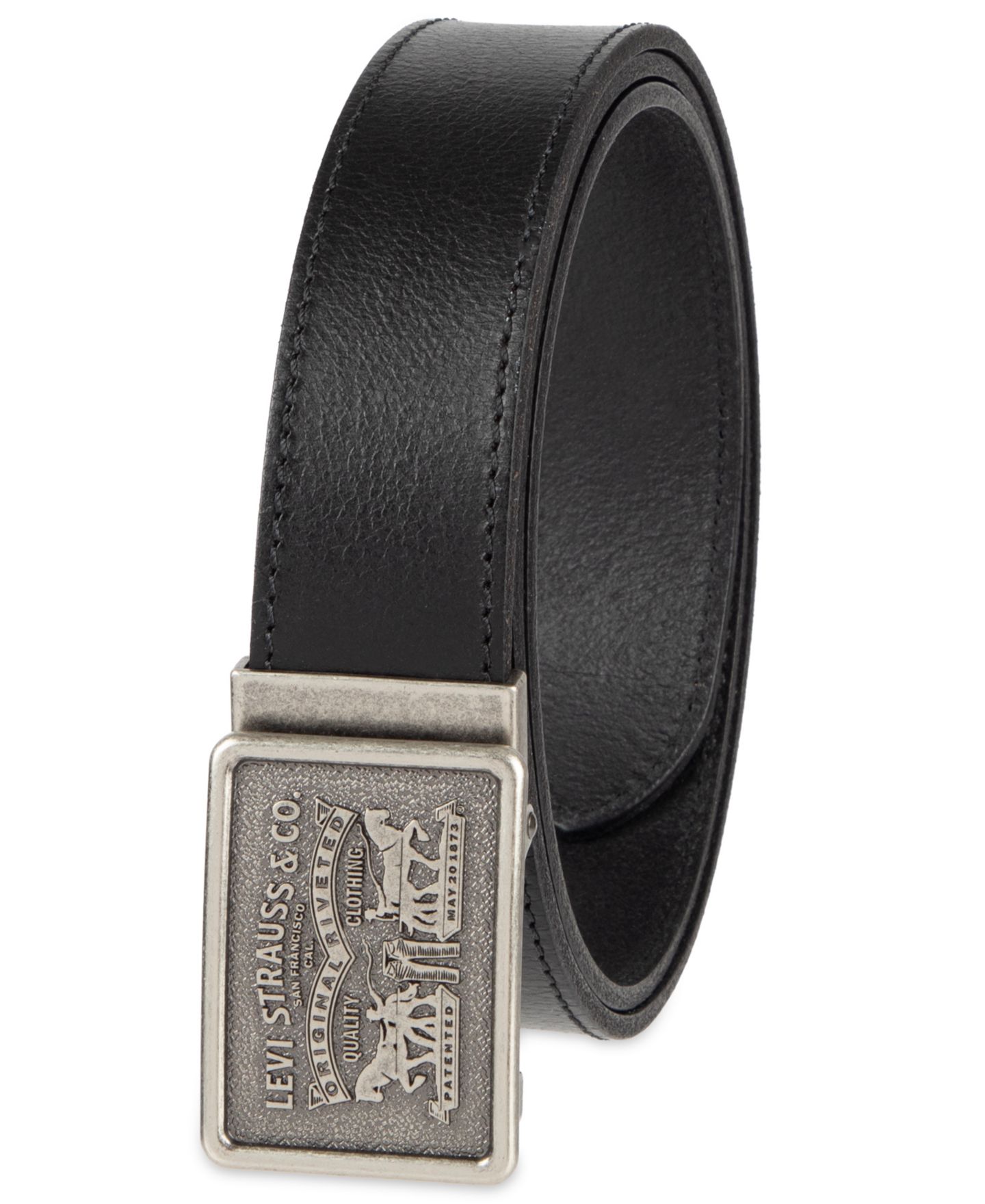 Мужской ремень Levi's Leather Plaque-Buckle Belt, цвет: Чёрный — фото 2