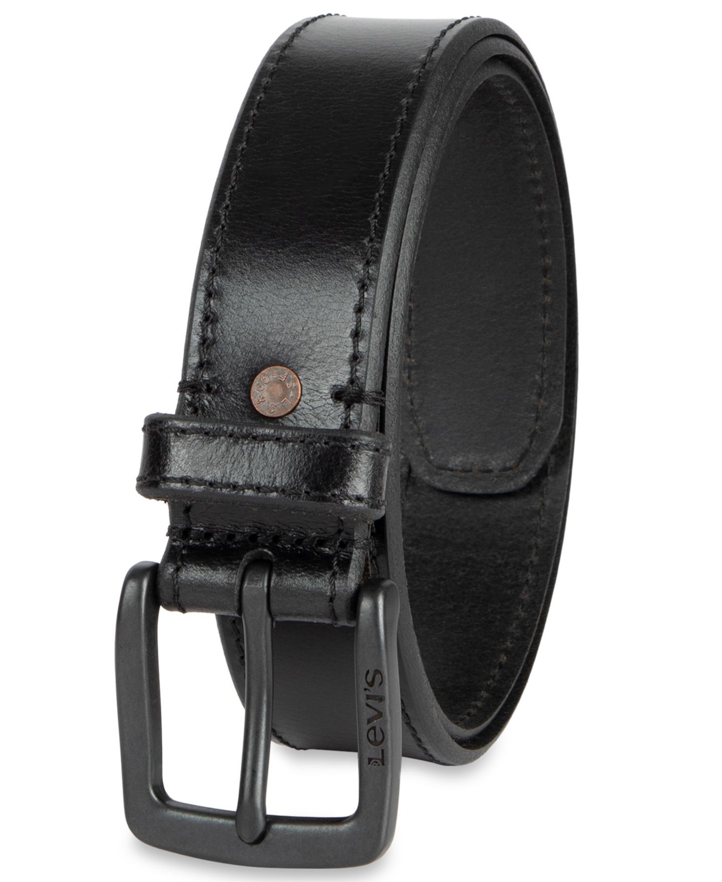 Мужской ремень Levi's Elevated Leather Belt, цвет: Чёрный — фото 2