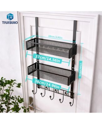 Over The Door Organizer with 9 Hooks & 2 Baskets - Rustproof, Waterproof, Portable