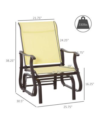 Beige Outdoor Swing Glider Chair with Breathable Mesh Fabric Steel Frame High Backrest for Backyard Garden Porch