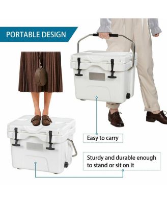 16 Quart 24-Can Capacity Portable Insulated Ice Cooler with 2 Cup Holders
