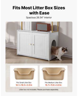 27.6" Hidden Litter Box Cabinet with Metal Legs & 2 Storage Shelves - Waterproof Cat Washroom for Living Room