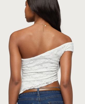 Women's Asymmetric One Shoulder Lace Top