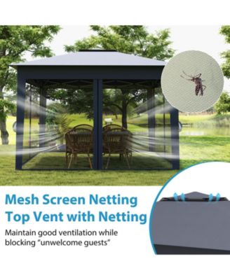 11x11 ft Pop-Up Gazebo with Mesh Netting & Double Roof