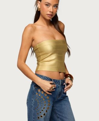 Women's Cecilea Metallic Knit Bandage Tube Top
