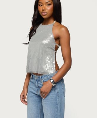 Women's Itara Sequin Backless Halter Top