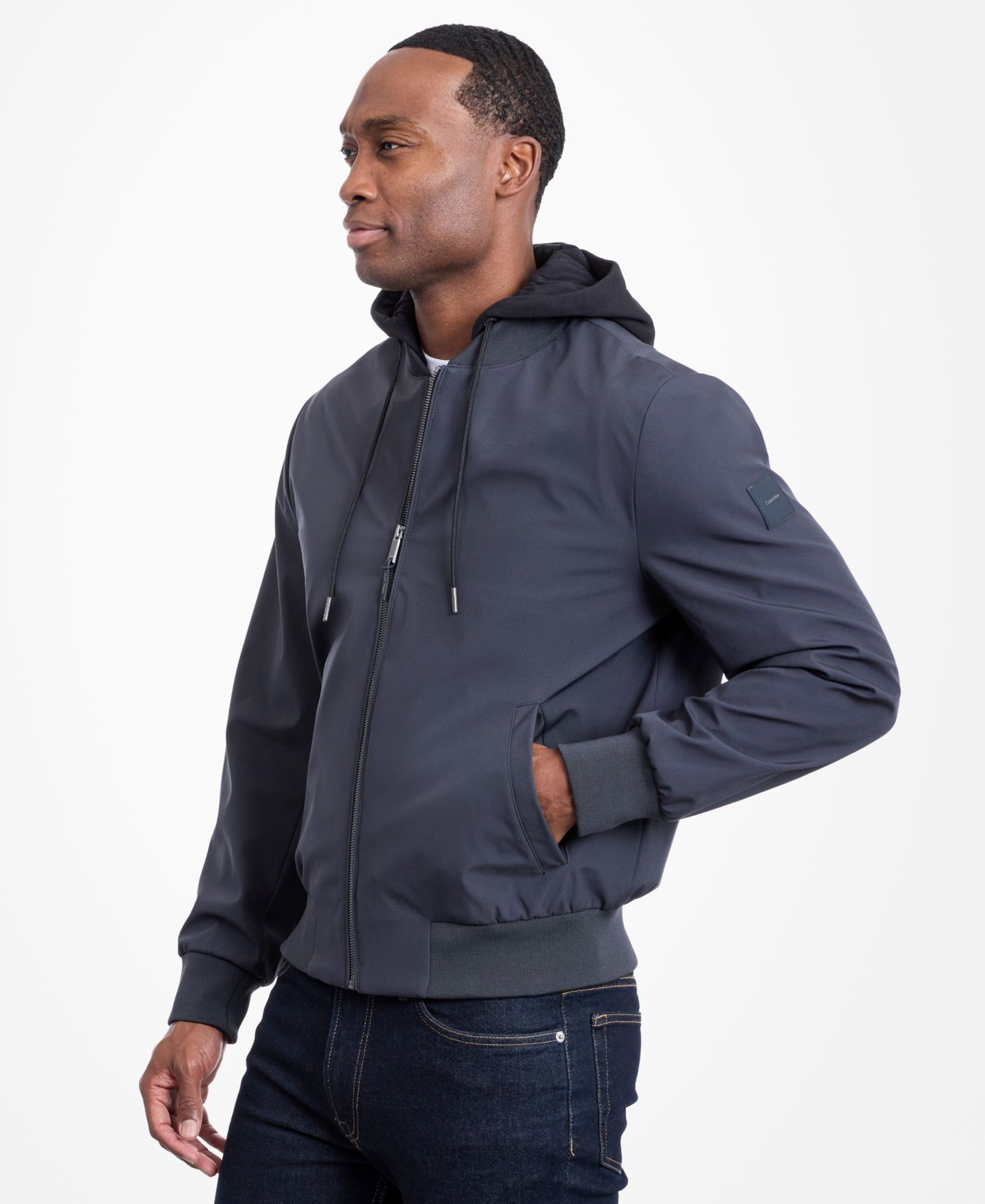 Мужская куртка Calvin Klein Bomber Knit Hood, цвет: Железный — фото 3