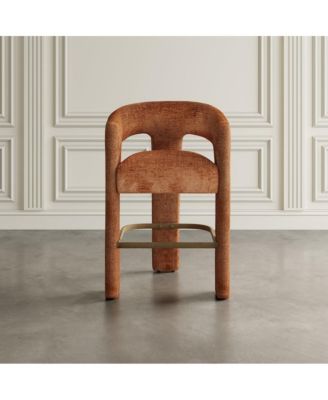  1 Pc   Jacquard Fabric Upholstered   Modern Luxury, Sculptural Design   Counter Stool