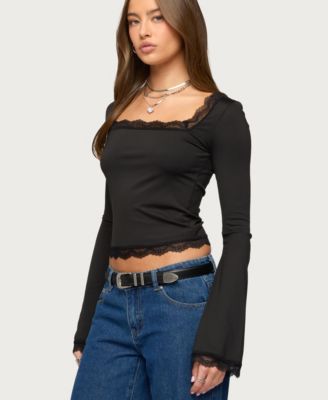 Women's Kailin Lacey Flared Sleeve Top