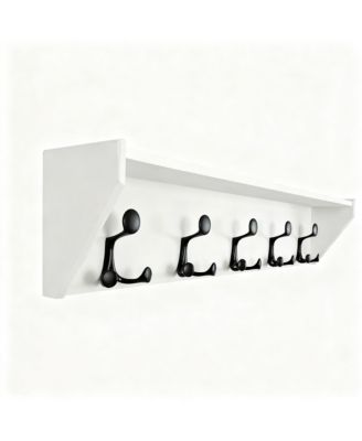 Lightweight Hardwood Coat Rack with 5 Hooks for Entryways