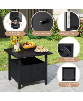 2PCS Outdoor Side Table w/ 1.89'' Umbrella Hole Patio Umbrella Table Base Stand