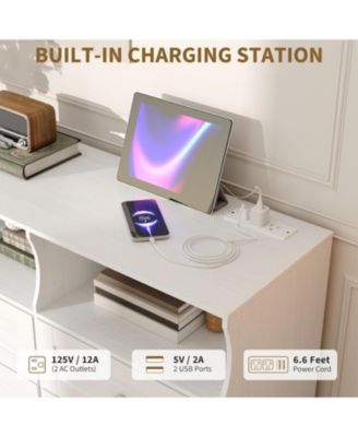 6 Drawer Dresser with RGB Lights & Power Outlet, TV Stand Storage Cabinet for Living Room, Bedroom, Entryway