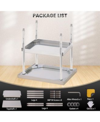 24" x 24" Stainless Steel Work Table with Adjustable Lower Shelf, 201 Grade Commercial Kitchen Prep Table & Utility Table
