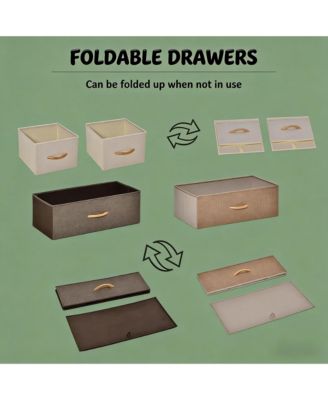 4-Drawer Dresser, Fabric Chest of Drawers, 3-Tier Storage Organizer with Foldable Drawers and Open Shelves for Bedroom and Living Room