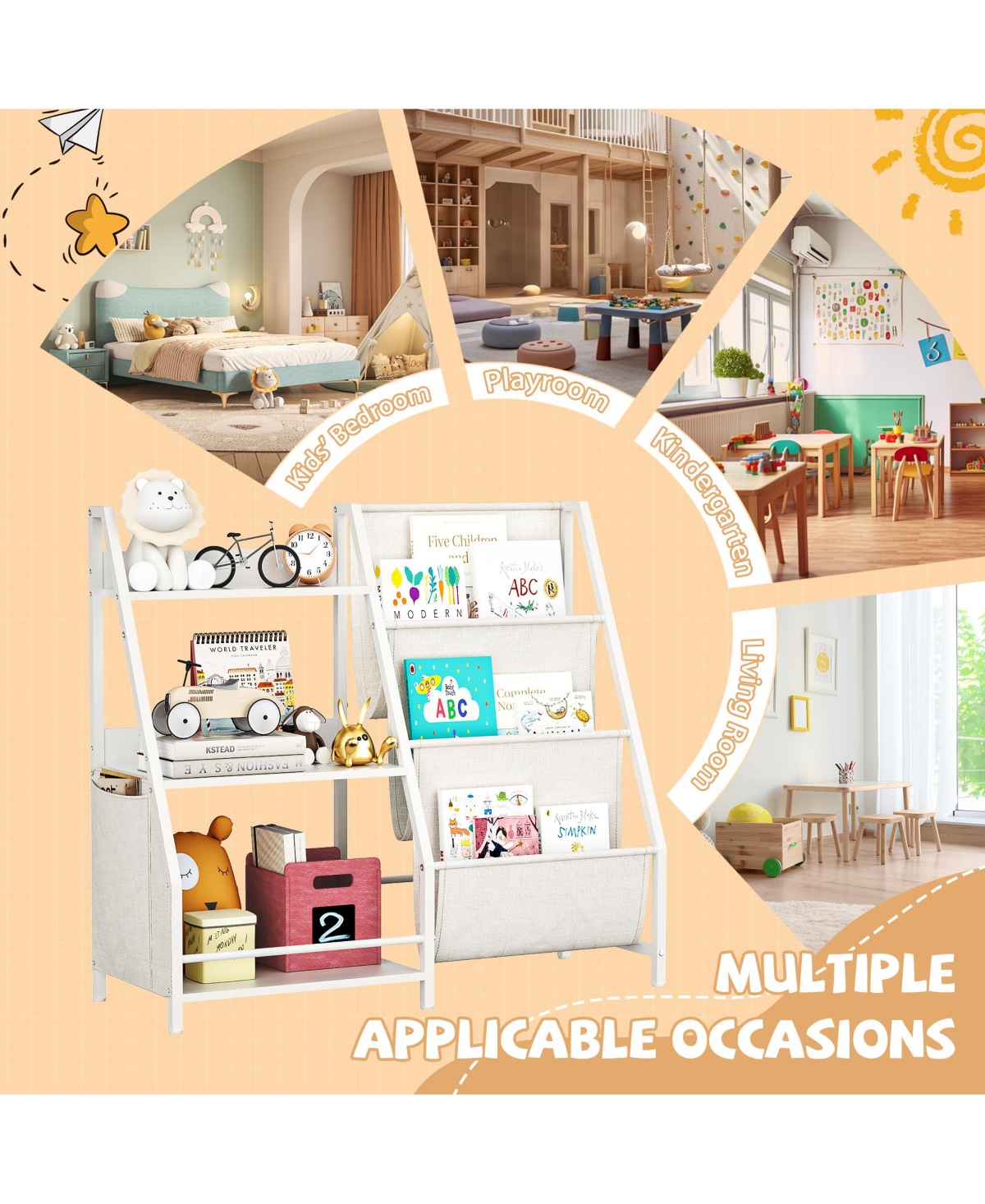 Rainsken Kids Bookshelf and Toy Organizer