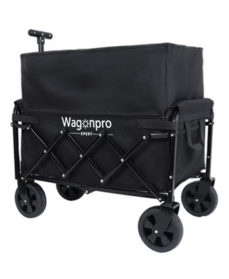 All-in-One Convertible Folding Wagon Cart - Expandable Dual-Layer Wagon with All Terrain Wheels, 225lbs Capacity for Camping, Grocery