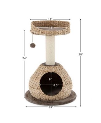 28" Handmade Cat Tree Tower with Jump Platform