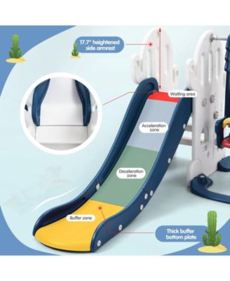 7 in 1 Toddler Slide and Swing Set with Slipping Slope Basketball Hoop Soccer Golf Ring Toss Game