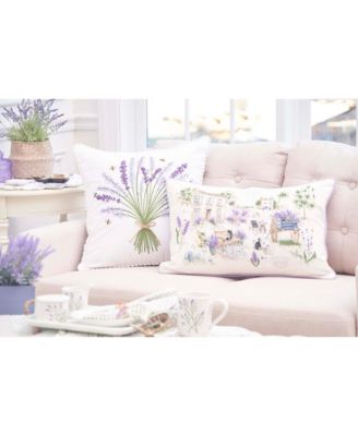 Lavender & Cat Village Market Jardin de Fleurs Countryside Graphic Print Embroidered Throw Pillow, 14" x 22