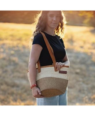 Peaceful Life Handmade Medium Sisal Straw Basket Tote Busket