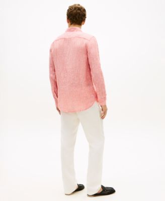 Men's 100% Linen Bengal Stripe Shirt