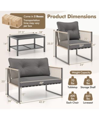 Set Of 8 Patio Furniture Set PE Rattan Conversation Sofa Set w/ Thick Cushions