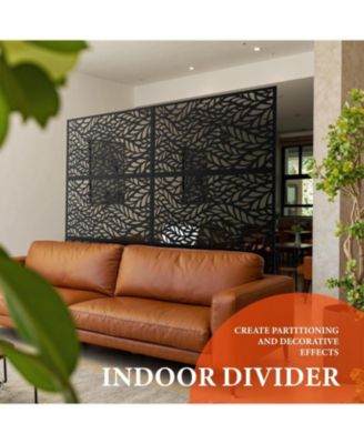 Outdoor Privacy Screen, Metal Freestanding Patio Divider for Garden, Deck & Balcony