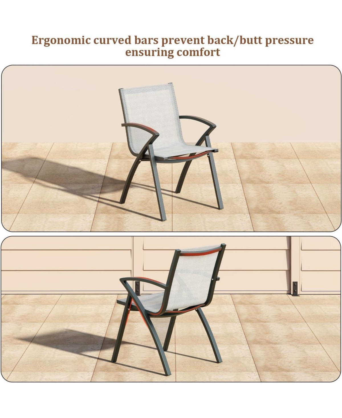 gaomon 4PCS Modern Aluminum Outdoor Dining Chairs