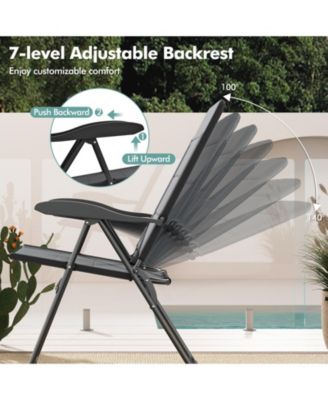 4PCS Patio Folding Chairs Back Adjustable Reclining Padded Garden Furniture
