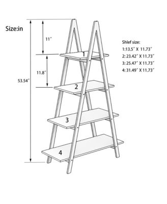 A Shape Storage Rack, 4-Tier Wood Multifunctional Display Shelf, Freestanding Bookshelf for Home Office, Living Room