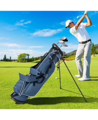 Golf Stand Cart Bag with 4-Way Divider, Organizer Pockets, Carry Strap