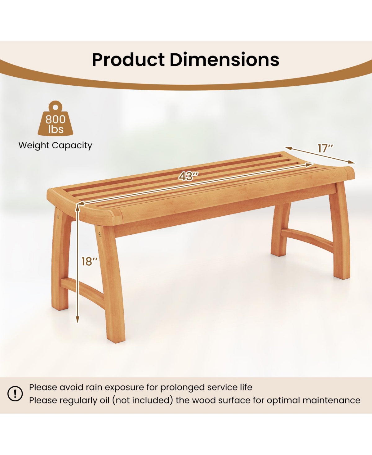 Gymax 2 Person 800 Lb Capacity Contoured Slatted Patio Garden Dining Bench