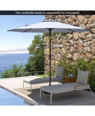 Patio Umbrella w/Push Button Tilt Crank Handle 8 Sturdy Ribs for Patio Garden