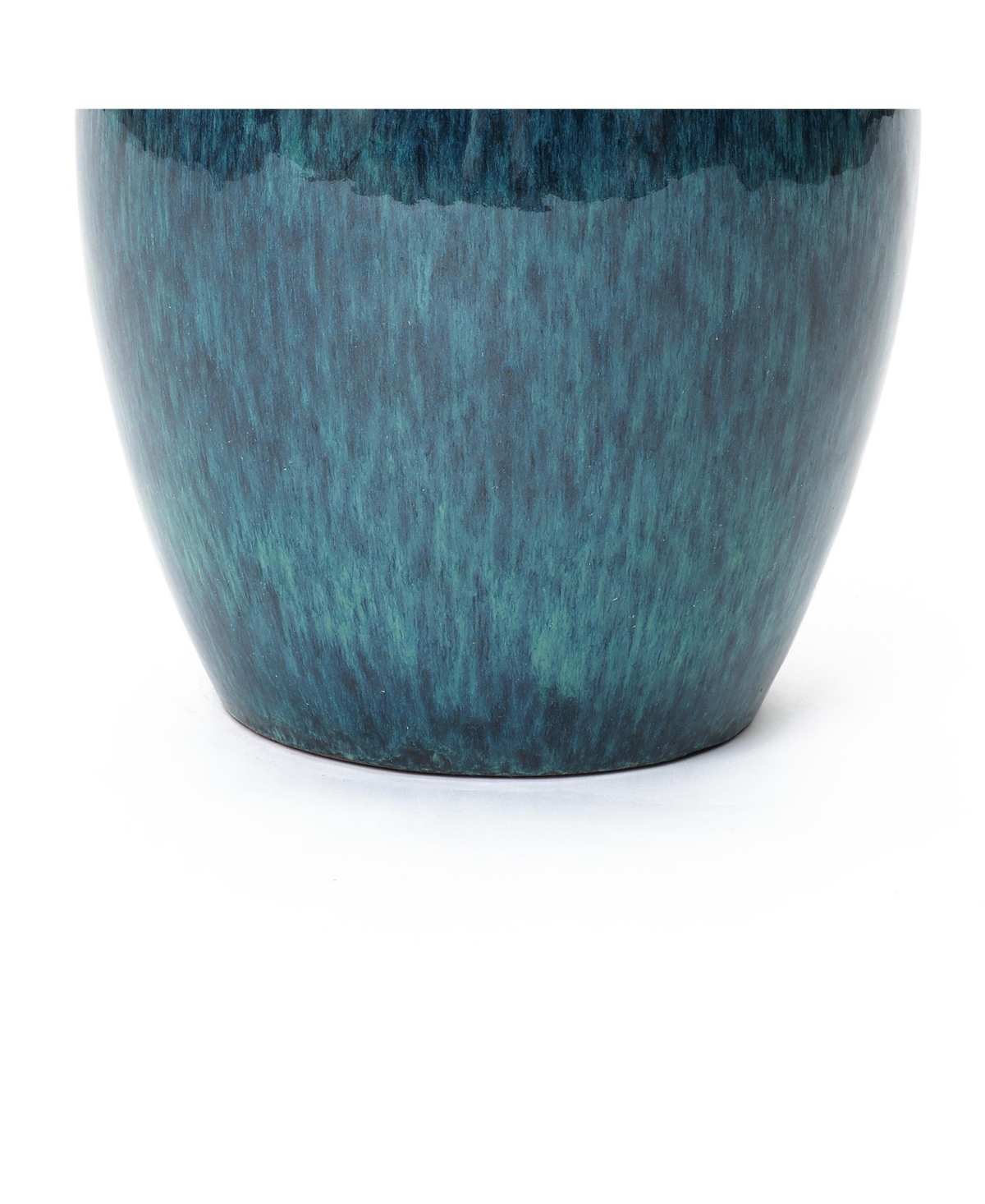 LuxenHome Oceanside Teal Ceramic Planter Pot , 11.8” Tall Glossy Plant Container with Drainage Hole